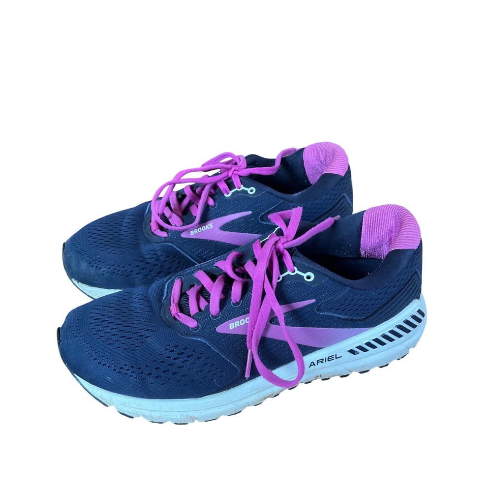 Brooks Ariel Running Shoes Womens 9 Extra Wide 2E Navy Purple 1203152E491